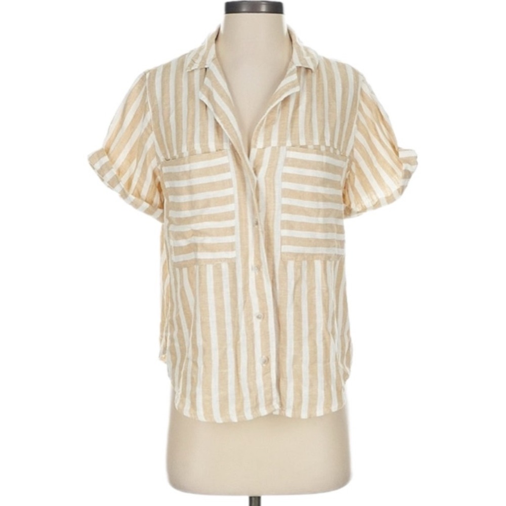 Universal Thread Beige Striped Button-Down Shirt